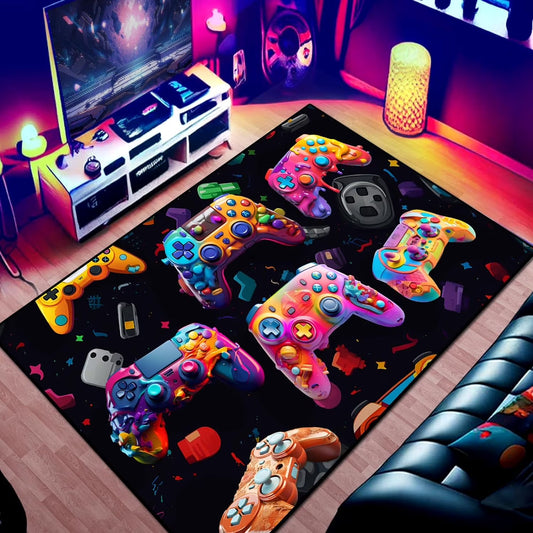 Gaming Area Rug Teen Boys Carpet, 3D Multi Gamepad Game Controller Design for Game Room, Gaming Room, Boys Girls Bedroom Playroom, Living Room (79" X 59")